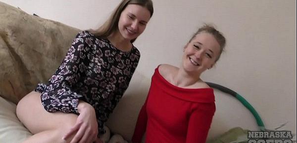  first time girl girl with ieva and jeta one girl with braces both 19yo